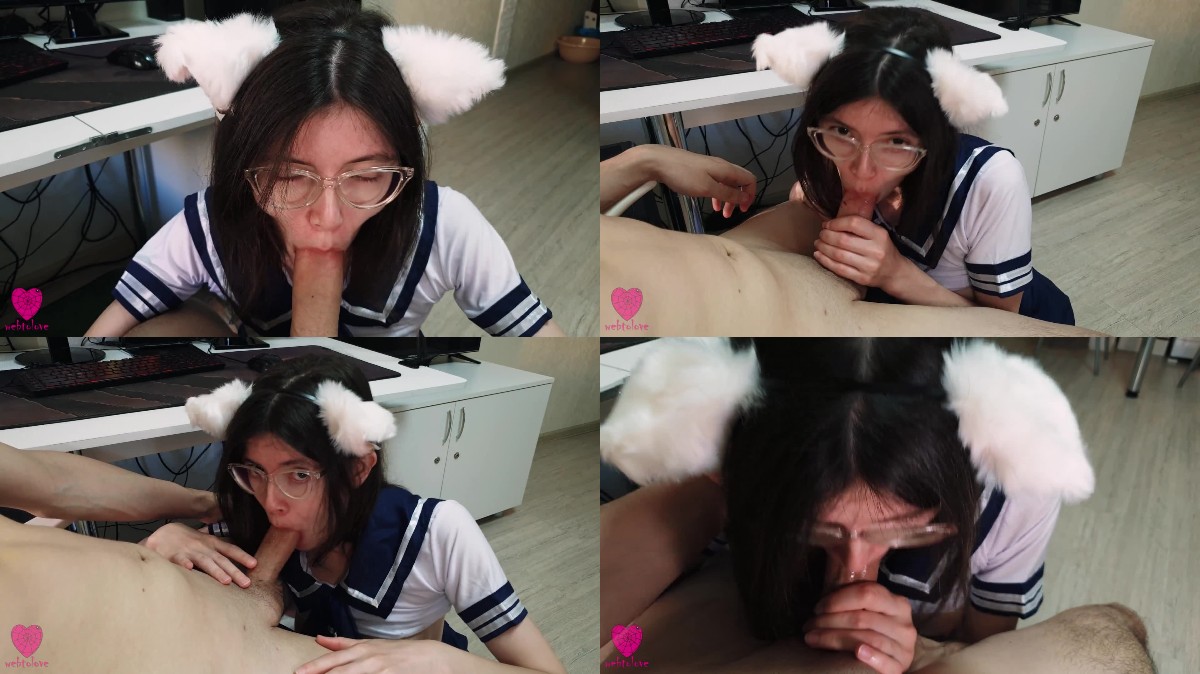 webtolove – Cute Chan with Cat Ears in a Sexy Suit was Eager to Satisfy her Hunger with her Senpa…