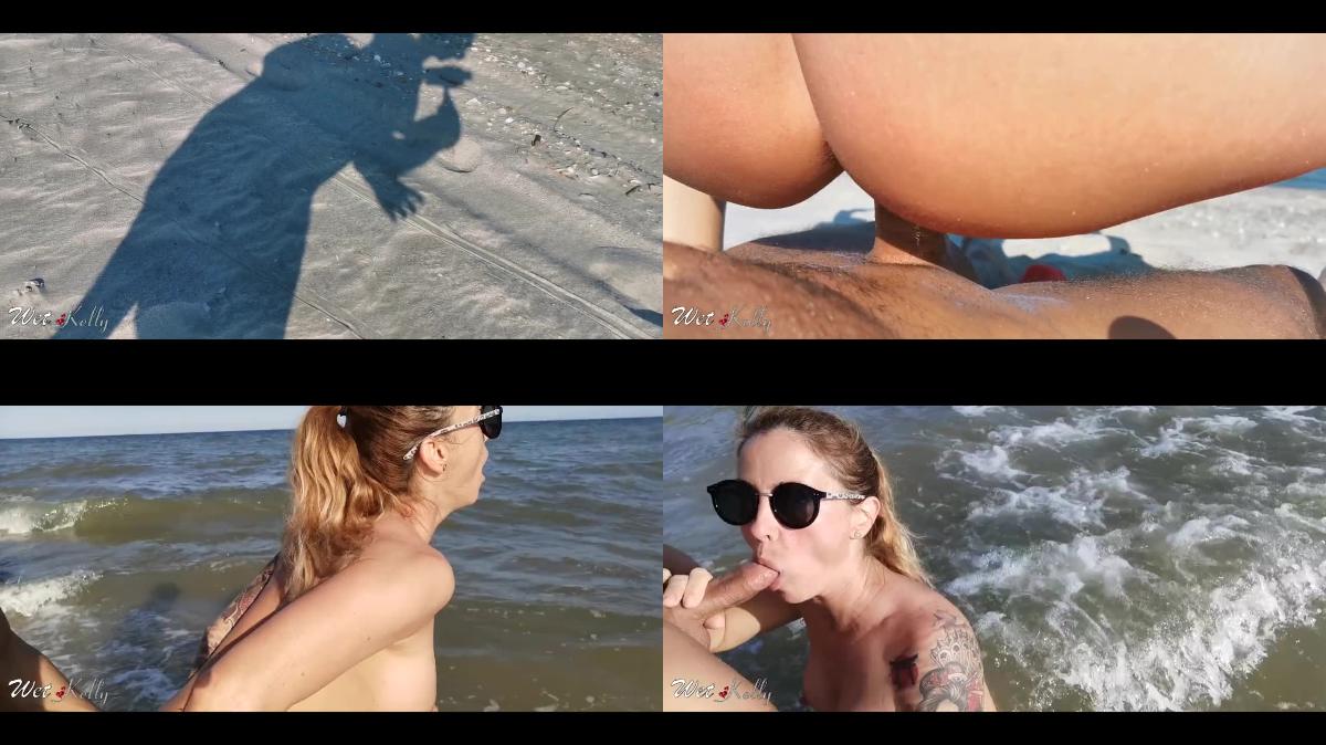 wet kelly – babe with big ass fucks on a public beach