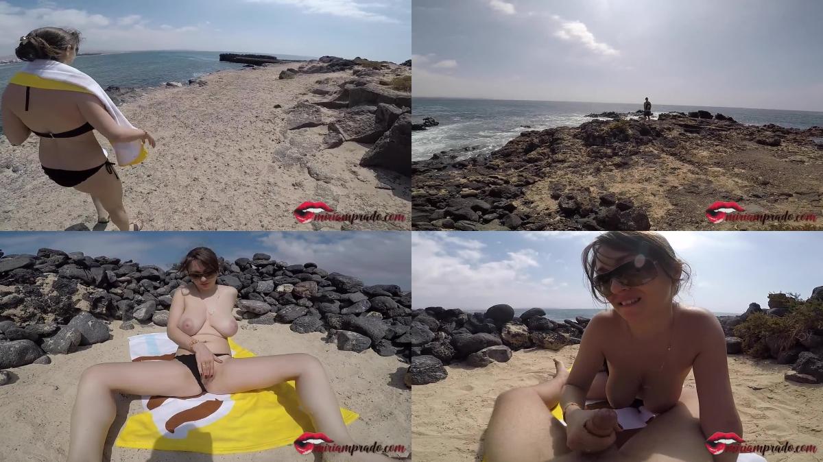miriam prado – Busty does a hand job on the beach