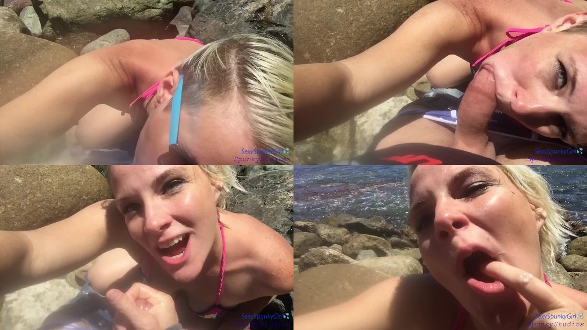 Sexyspunkygirl Bj On The Rocks Beach Swallow In Mexico