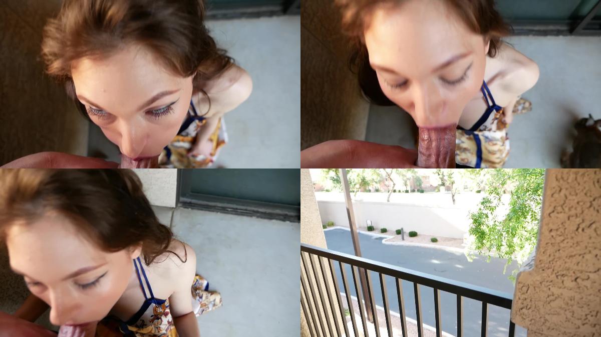 Anna Blossom – Gorgeous Girlfriend Bestows Public Blowjob on Balcony
